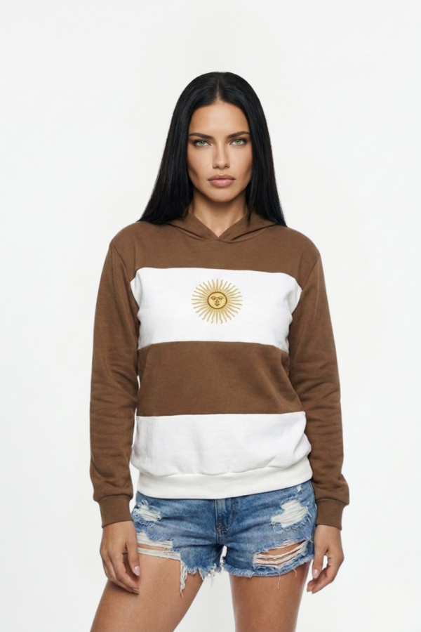 Buzo Frisa Peinado Con Capucha Sol De Mayo Bordado "MUNDIAL"