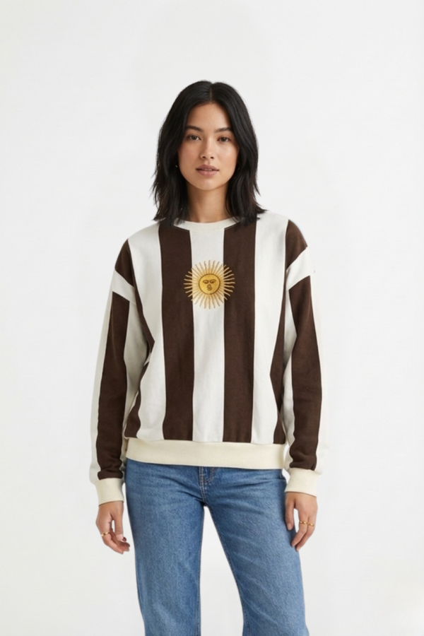 Buzo Rustico Rayado Vertical Sol De Mayo Bordado "FELISA"