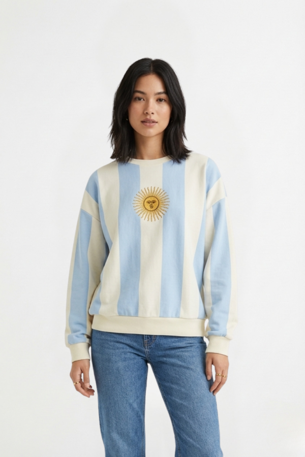 Buzo Rustico Rayado Vertical Sol De Mayo Bordado "FELISA"