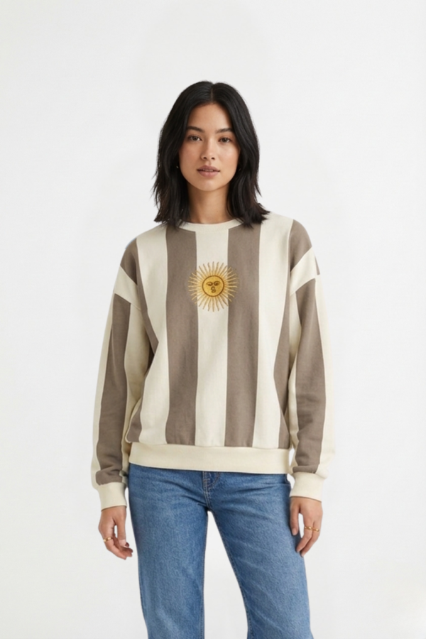 Buzo Rustico Rayado Vertical Sol De Mayo Bordado "FELISA"