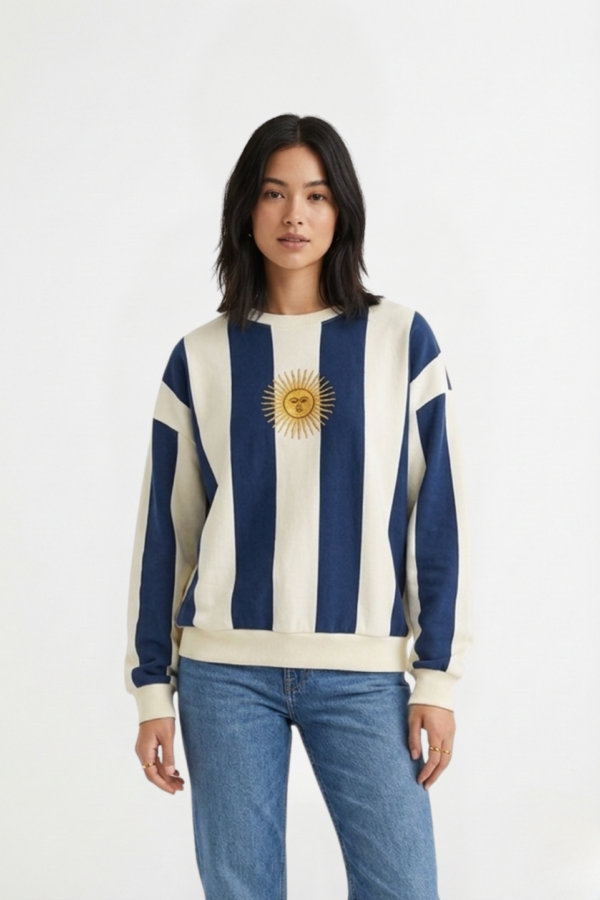 Buzo Rustico Rayado Vertical Sol De Mayo Bordado "FELISA"