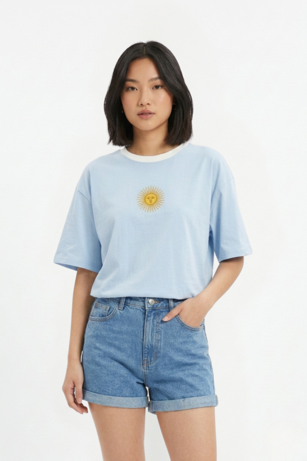 Remera Algodon Jersey 24/1 Sol De Mayo En El Medio Bordado "INTI"