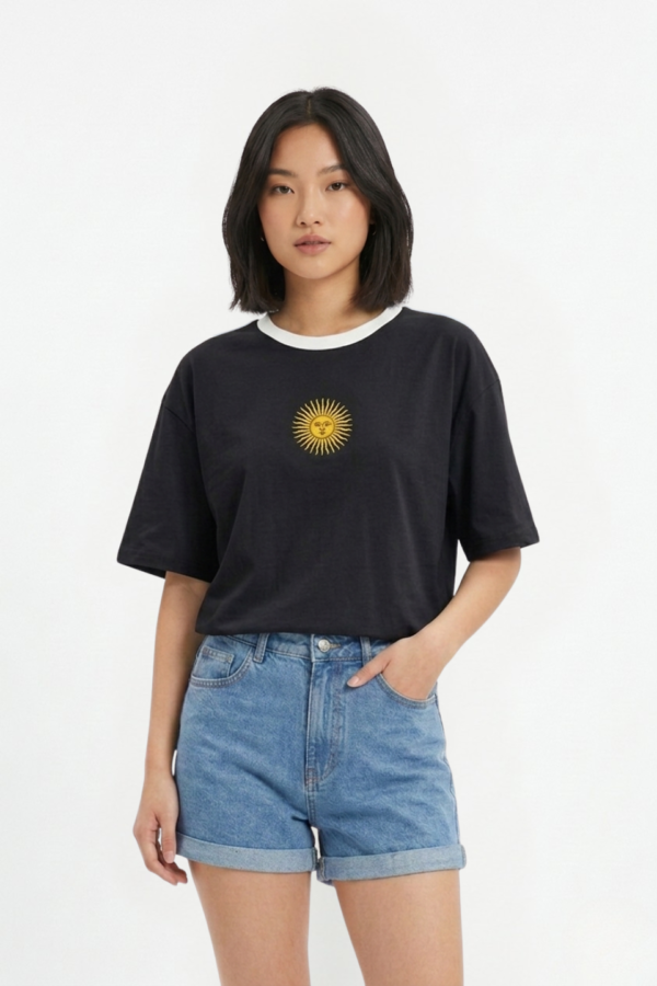 Remera Algodon Jersey 24/1 Sol De Mayo En El Medio Bordado "INTI"