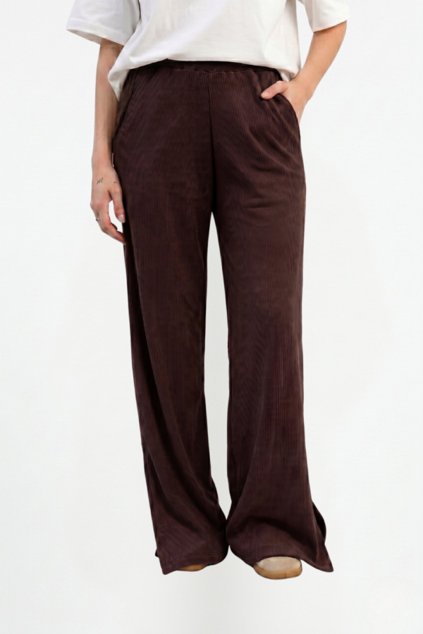 Palazzo wide leg morley brushed con tajo "IRUPE"