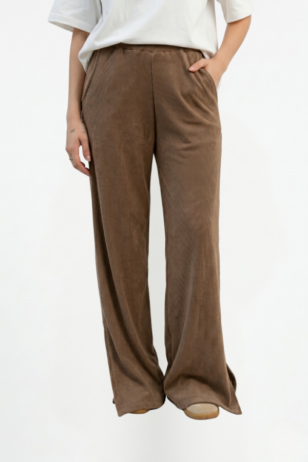 Palazzo wide leg morley brushed con tajo "IRUPE"