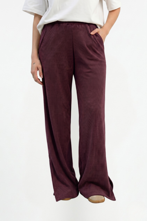 Palazzo wide leg morley brushed con tajo "IRUPE"