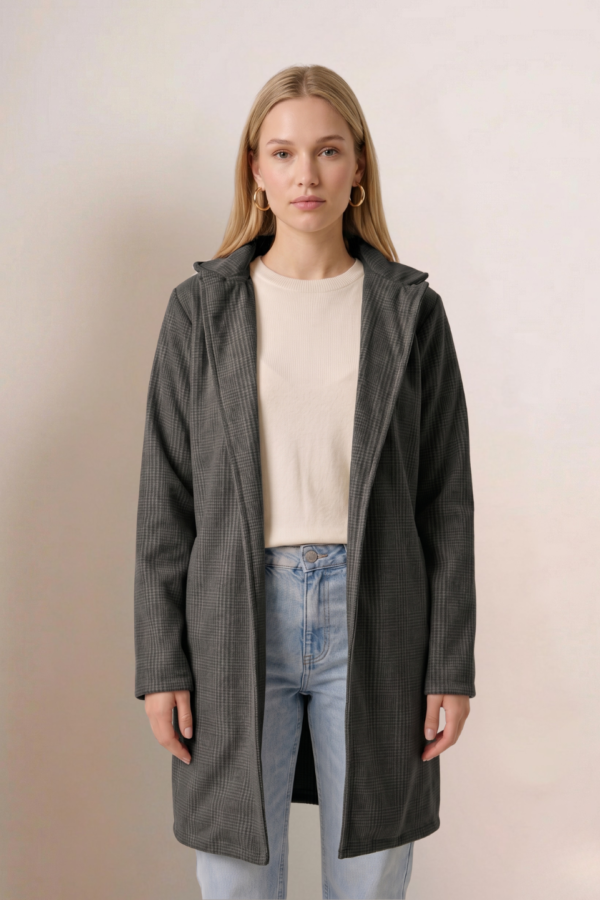 Saco Largo Paño Estampado Cuadrille "MANUELA"