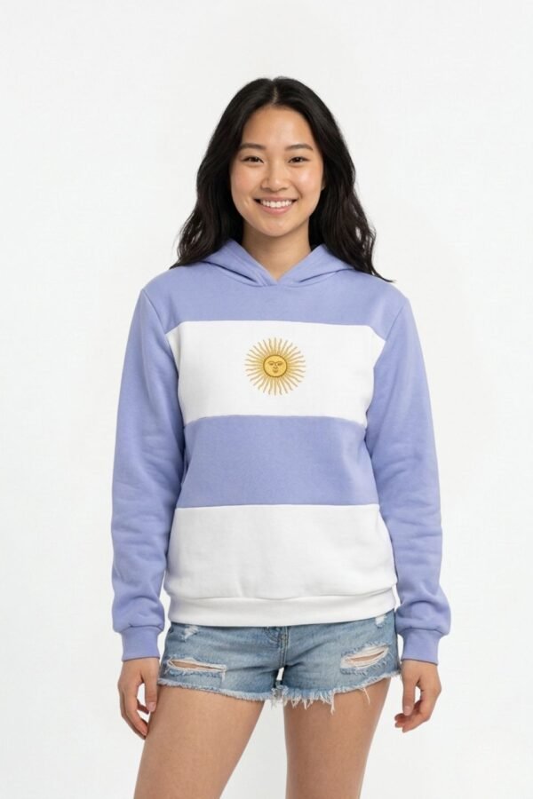 Buzo Frisa Peinado Con Capucha Sol De Mayo Bordado "MUNDIAL"