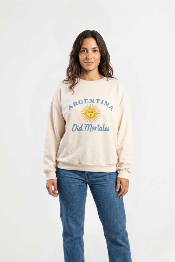 Buzo Rustico Lycra Cuello Redondo Argentina Sol Oid Mortales En DTF "MORTALES"