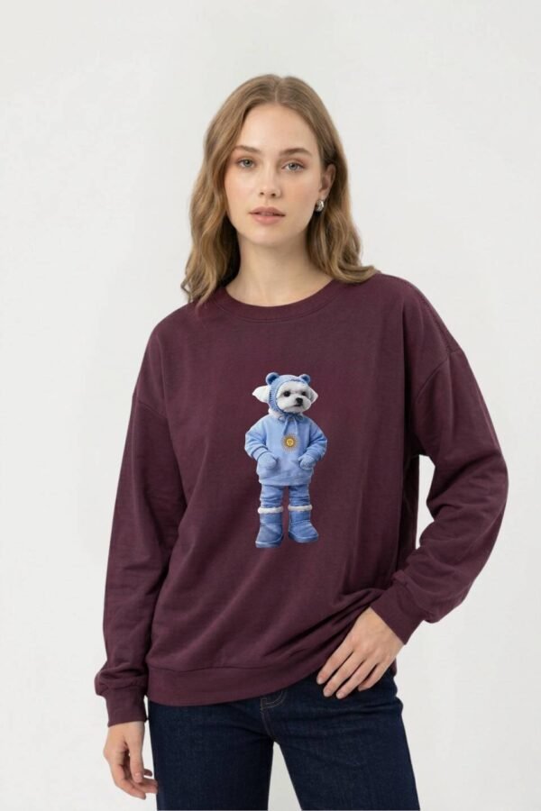 Buzo Monaco Rustico Frisado Cuello Redondo Estampado Caniche Parado Sol "PUPPY"