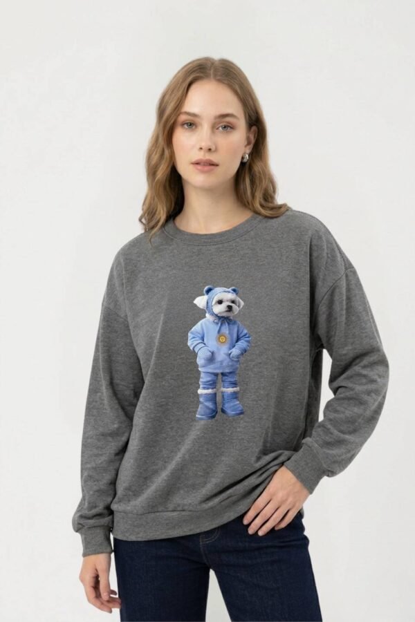 Buzo Monaco Rustico Frisado Cuello Redondo Estampado Caniche Parado Sol "PUPPY"