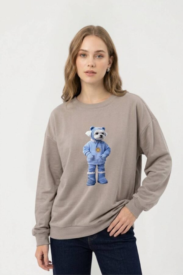 Buzo Monaco Rustico Frisado Cuello Redondo Estampado Caniche Parado Sol "PUPPY"