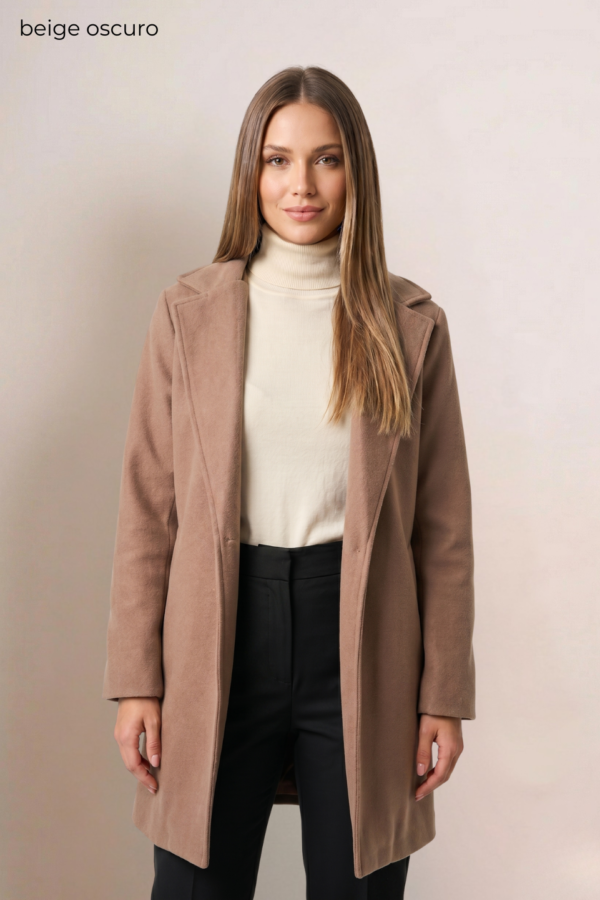 Saco largo paño liso "SUGA" - Beige Oscuro