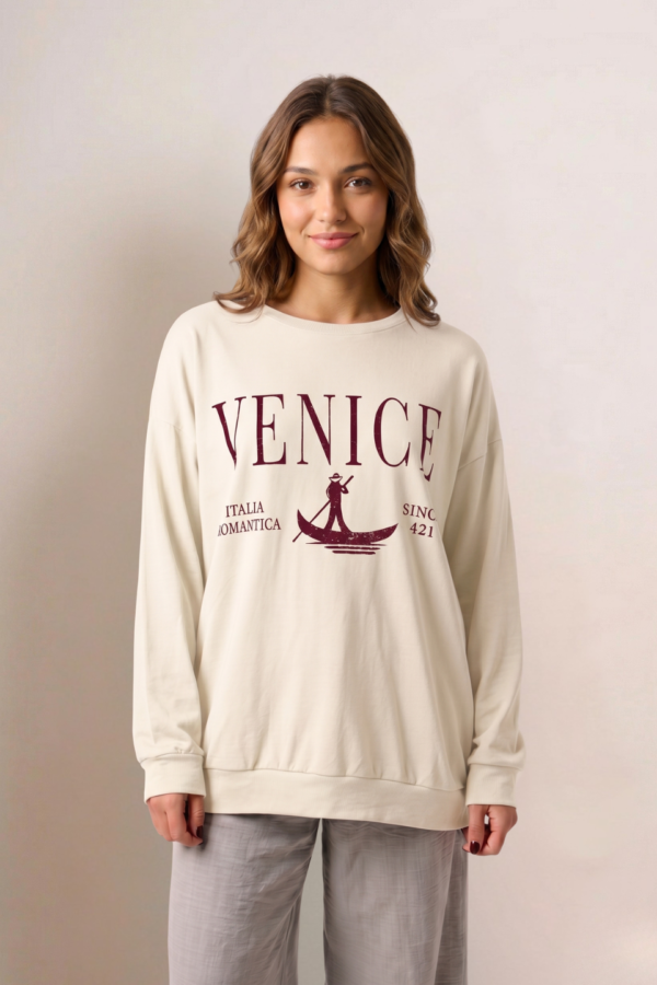Maxibuzo rustico frisado cuello redondo "VENICE"