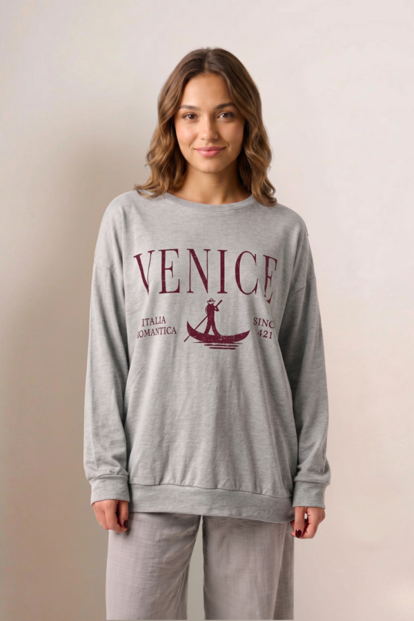Maxibuzo rustico frisado cuello redondo "VENICE"