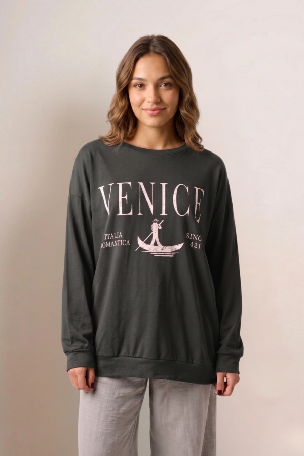 Maxibuzo rustico frisado cuello redondo "VENICE"