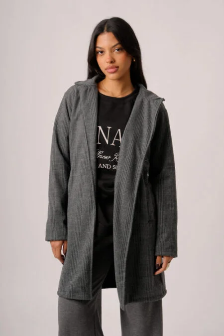 Saco Largo Paño Estampado Cuadrille "MANUELA"