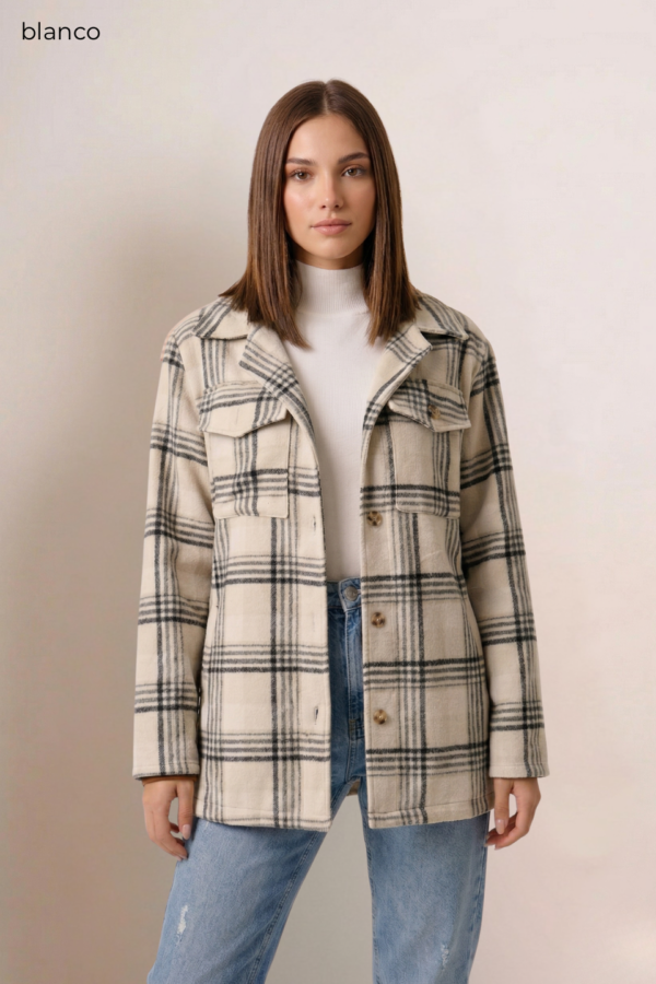 Saco mediano paño estampado cuadrille "JASMINE"