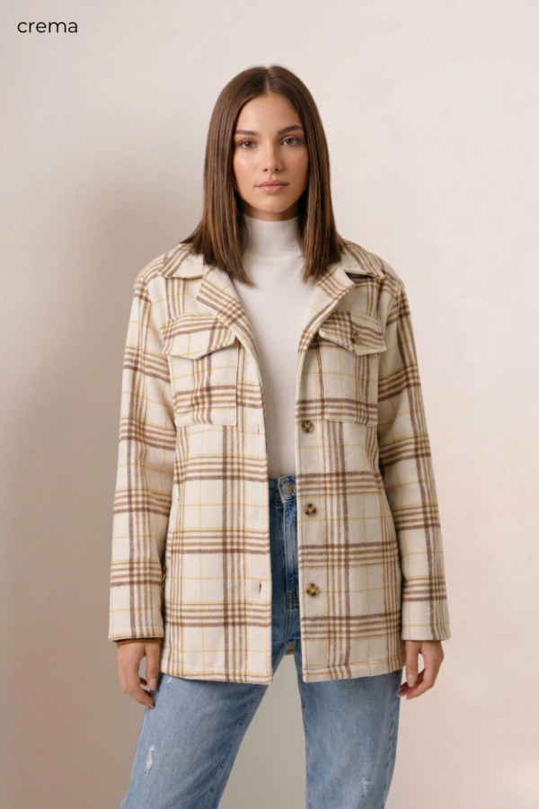 Saco mediano paño estampado cuadrille "JASMINE"