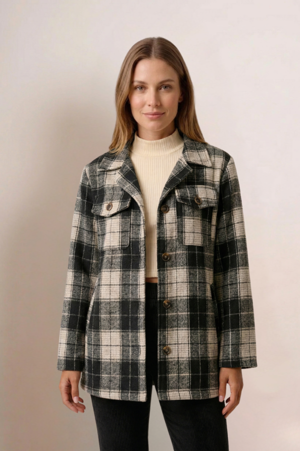 Saco mediano paño estampado cuadrille "LARY"