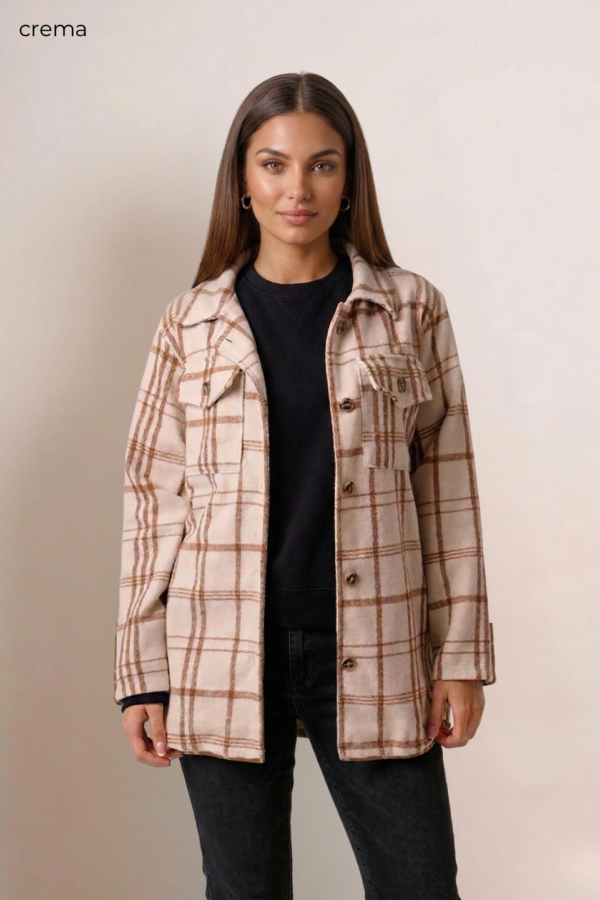 Saco mediano paño estampado cuadrille "MAVI"