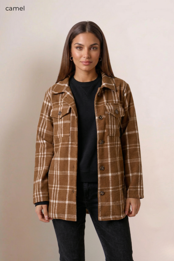 Saco mediano paño estampado cuadrille "MAVI"