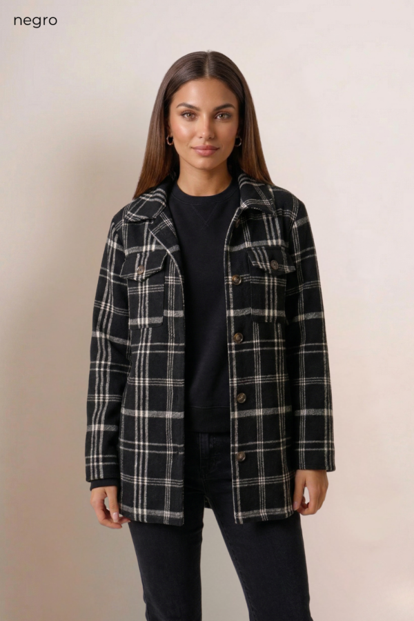 Saco mediano paño estampado cuadrille "MAVI"