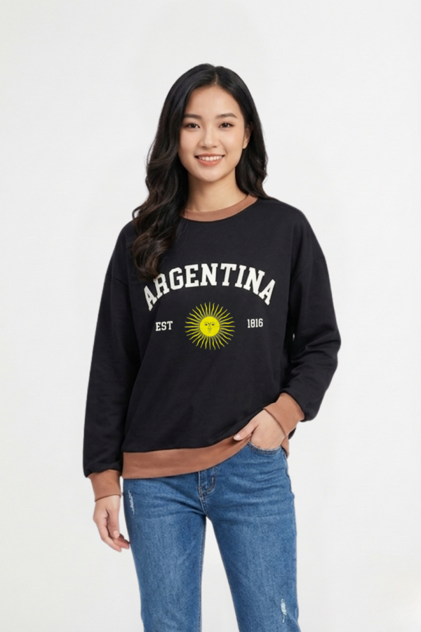 Buzo Rustico Lycra Cuello Redondo Combinado Argentina Sol De Mayo Est 1816 "TRISHA"