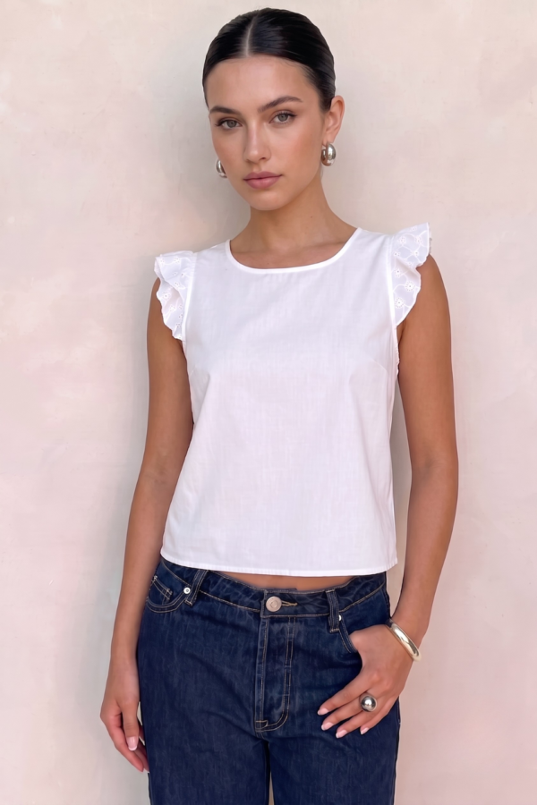 Musculosa gota satin mate manga broderie plano para atar atras "ADA"