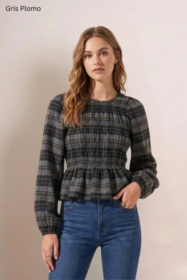 Blusa Manga Larga Fruncida Cuadrille Pilu "ANABELLA"