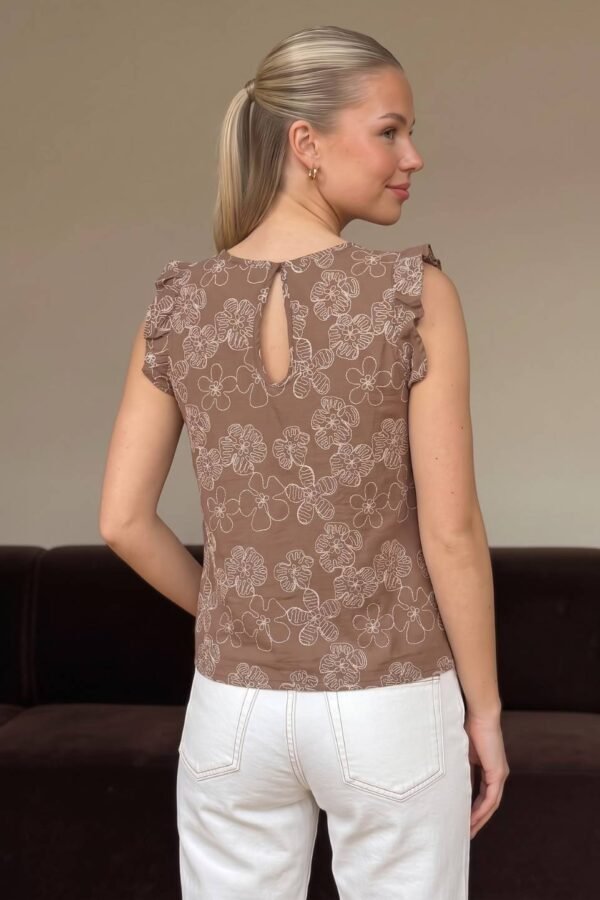 Musculosa gota lino bordado "BLANCA"