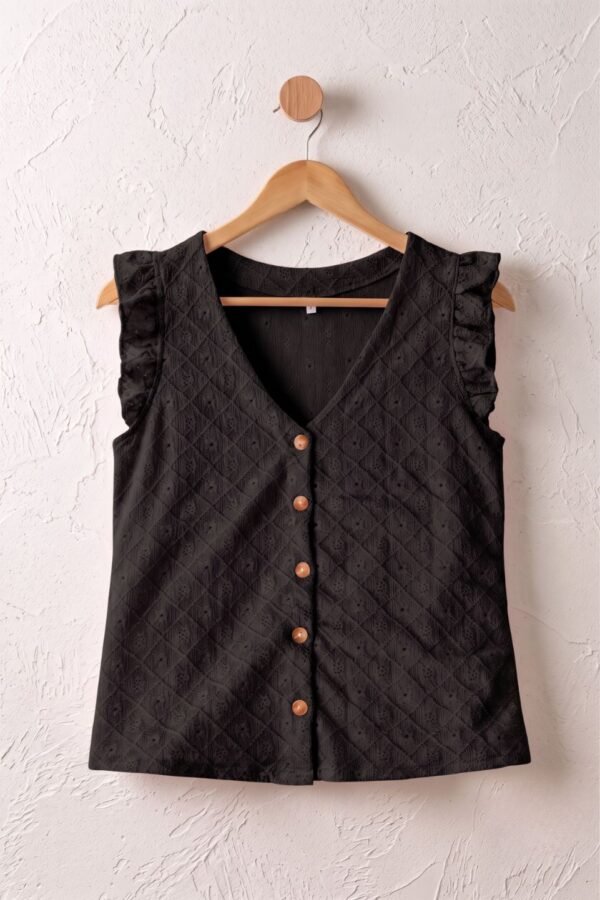 Musculosa volado con botones broderie crep "BLOOM"