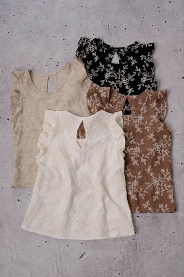 Musculosa gota lino bordado "DOLORES"