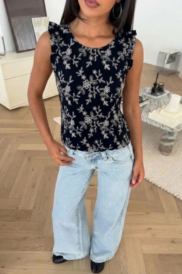 Musculosa gota lino bordado "DOLORES"