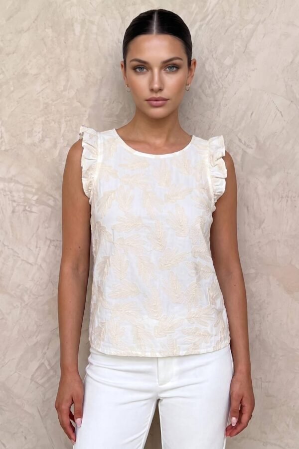 Musculosa gota lino bordado "GALU"