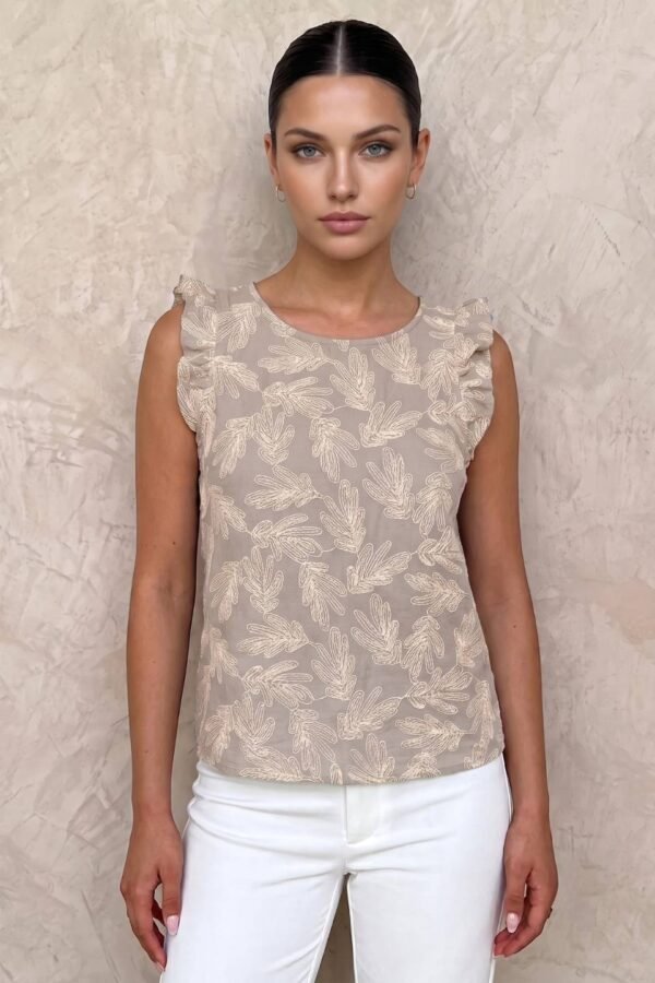 Musculosa gota lino bordado "GALU"