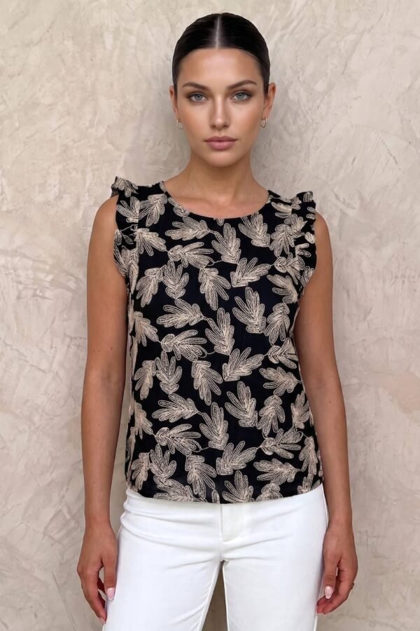 Musculosa gota lino bordado "GALU"
