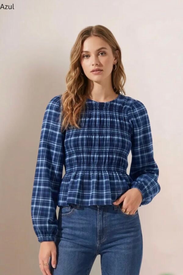 Blusa Manga Larga Fruncida Cuadrille Pilu "ANABELLA"