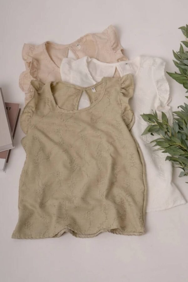 Musculosa con gota tela lino twill bordado "ITALY"