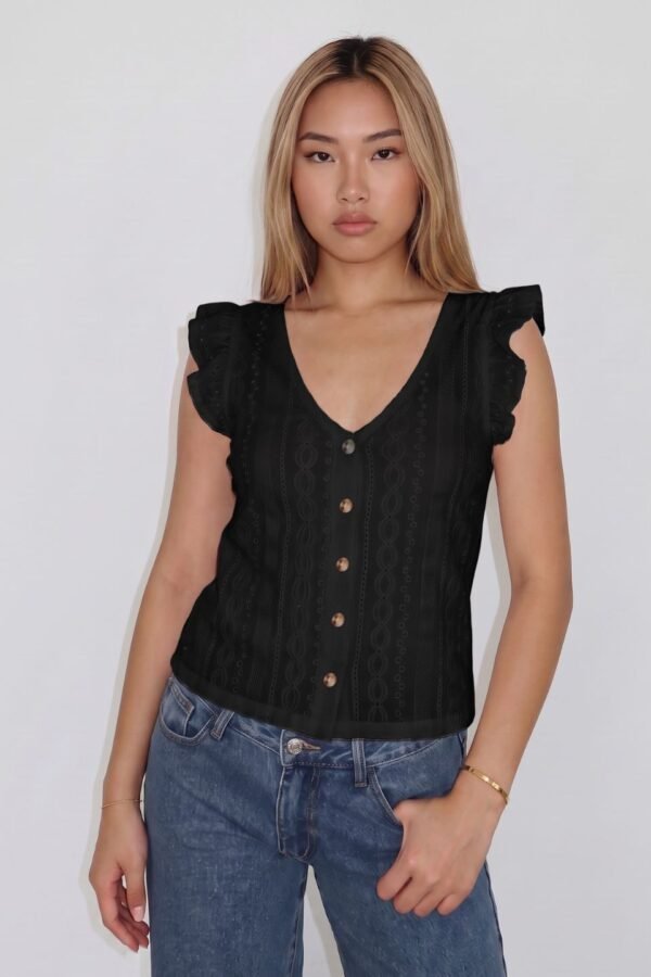 Musculosa volado con botones broderie crep "JAMAICA"