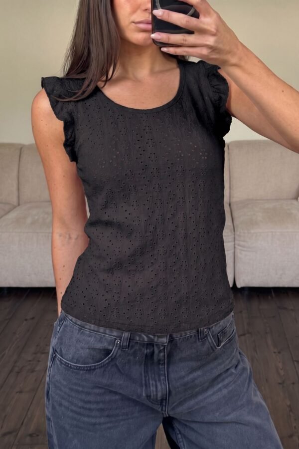 Musculosa con gota broderie crep "JUANI"