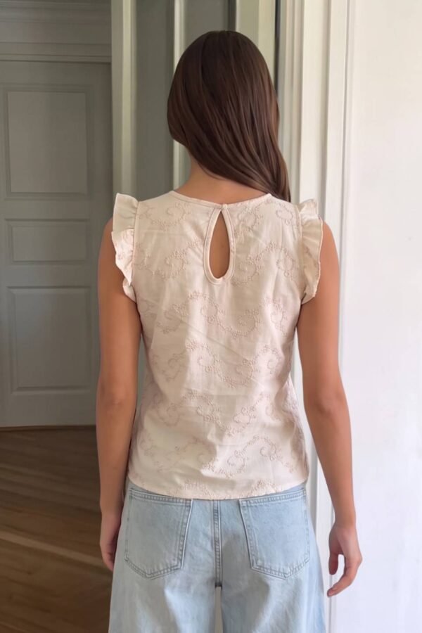 Musculosa con gota tela lino twill bordado "MANCHEBO"