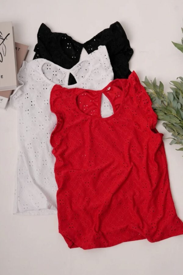 Musculosa con gota broderie punto flor "MOGAN"
