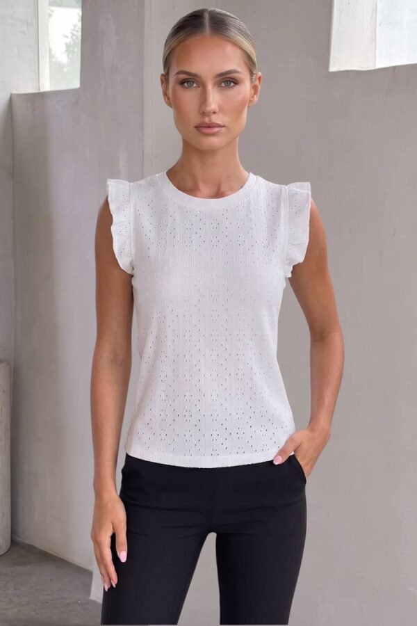 Musculosa gota con moño atras broderie crep "PAO"