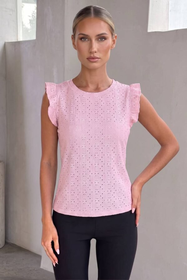 Musculosa gota con moño atras broderie crep "PAO"