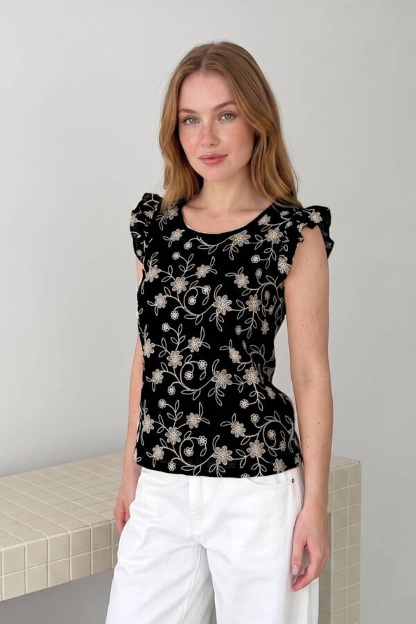 Musculosa gota lino bordado "VANE"