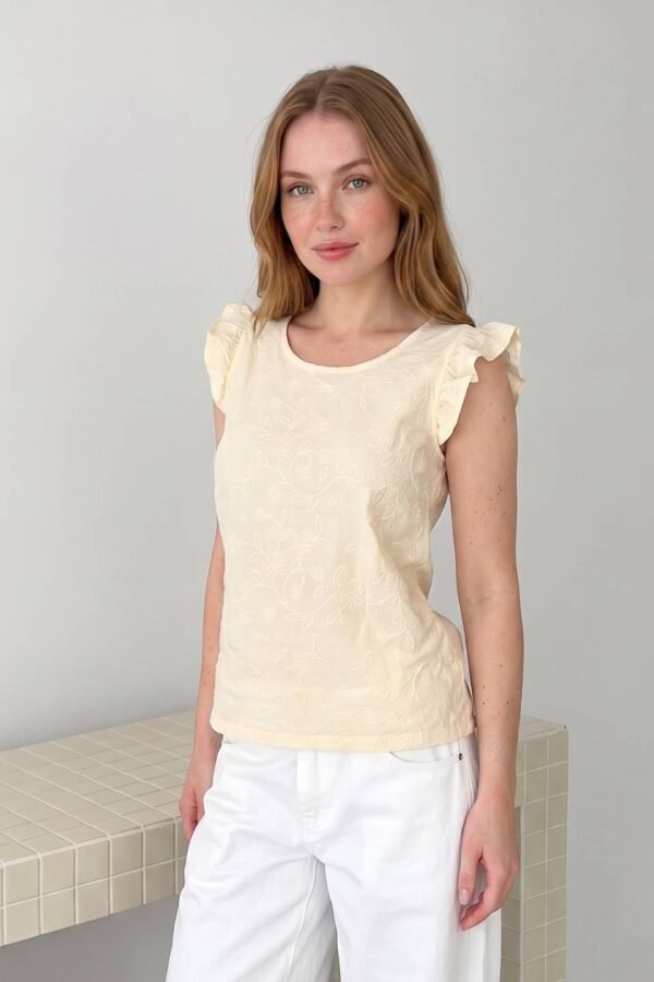 Musculosa gota lino bordado "VANE"