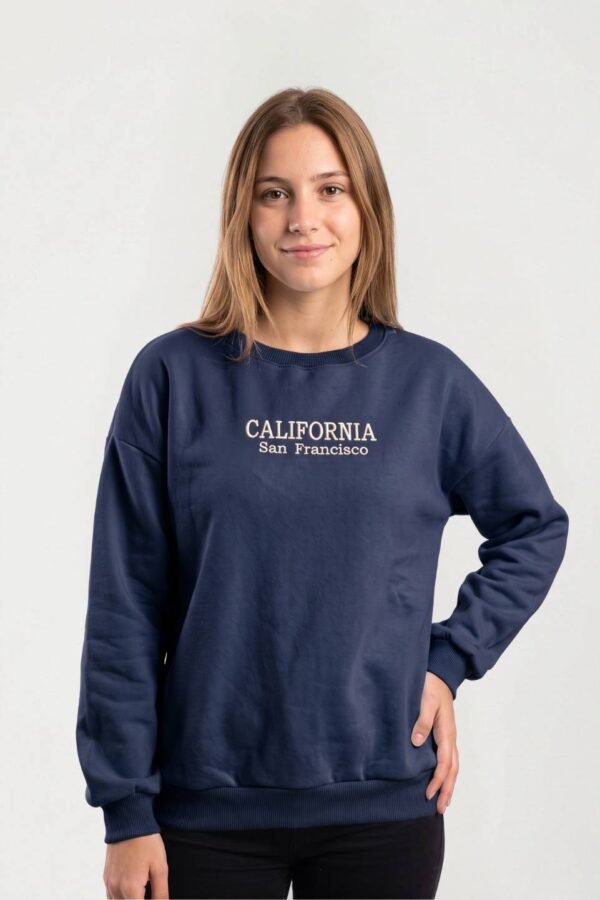 Buzo Cuello Redondo Combinado Frisado California San Francisco Bordado "CAFRA"