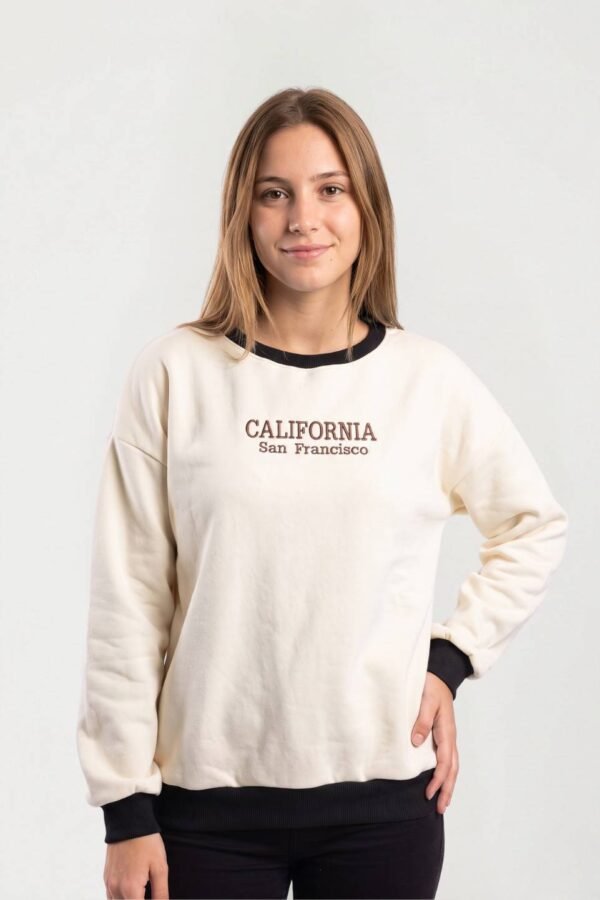 Buzo Cuello Redondo Combinado Frisado California San Francisco Bordado "CAFRA"