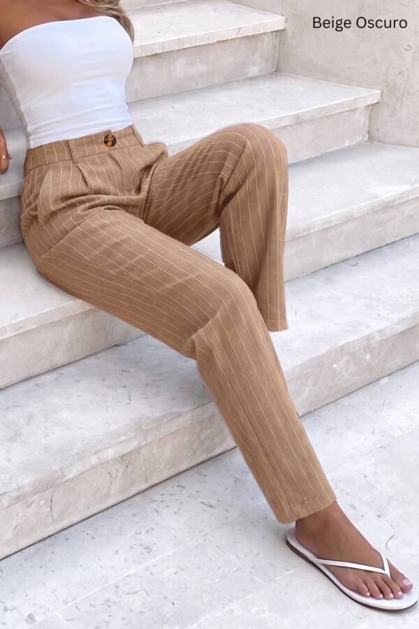 Pantalon lino rayado "DOYA"